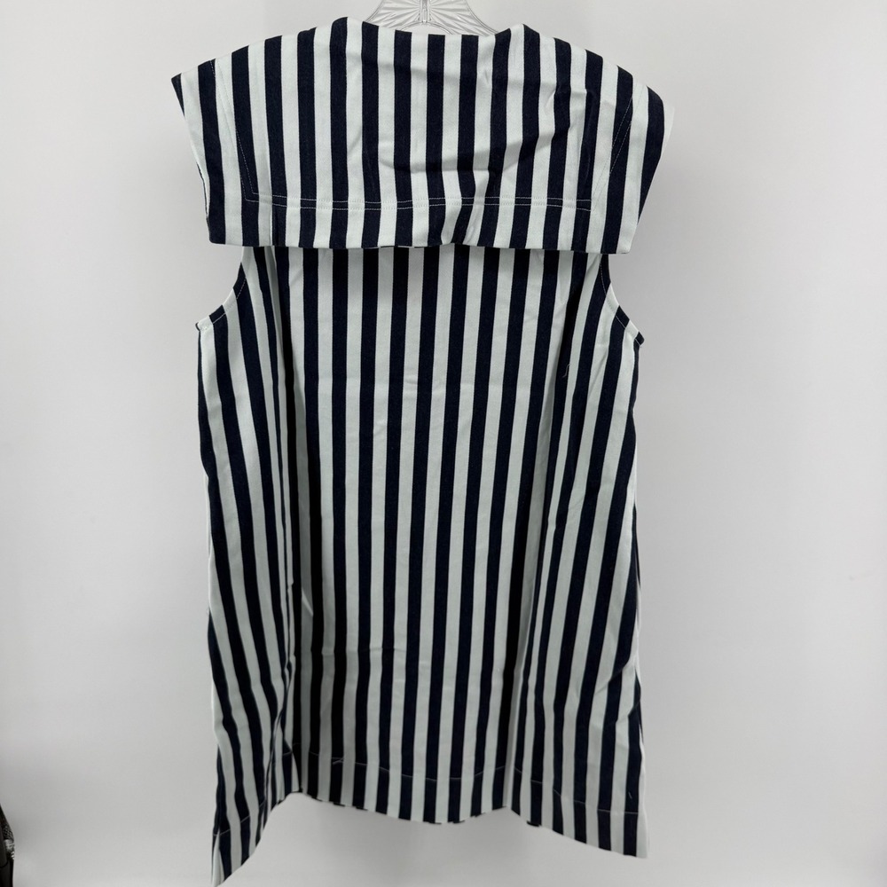 Entro Navy White Striped Sailor Collar Bow Sleeveless Mini Dress Womens Medium - Picture 5 of 8